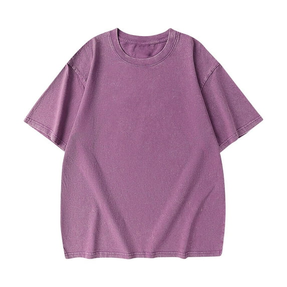 Dagugfen Tshirts for Men Plus Size Short Sleeve Round Neck Drop Shoulder Loose Solid Color Casual Tee Tops Fashion