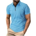 thumbnail image 1 of Dagugfen Tshirts for Men Short Sleeve 1/4 Zip Collared Neck Business Casual Tops Golf Shirts for Men, 1 of 7