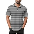 thumbnail image 1 of Dagugfen Tshirts for Men Short Sleeve Button Lapel V Neck Loose Striped Breathable Casual Fishing Shirts, 1 of 5