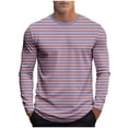 thumbnail image 1 of Dagugfen Tshirts for Men Summer Long Sleeve Crew Neck Slim Comfy Leisure Running Athletic Tops Striped, 1 of 5