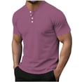 thumbnail image 1 of Dagugfen Tshirts for Men Summer Short Sleeve Button V Neck Slim Lightweight Casual Travel Shirts Striped, 1 of 5