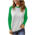 thumbnail image 1 of Dagugfen Tshirts for Women Casual Color Block Long Sleeve Round Neck Loose Comfy Travel Tops Fashion, 1 of 7
