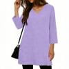 thumbnail image 1 of Dagugfen Tunic Tops for Women Loose Fitted 3/4 Sleeve Crew Neck Long Shirts Side Slit Casual Leisure Shirts Solid Color, 1 of 7
