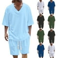thumbnail image 1 of Dagugfen Two Piece Sets for Men Tracksuit Short Sleeve T Shirt and Shorts with Pockets Casual Daily Outfits for Duty Off, 1 of 7