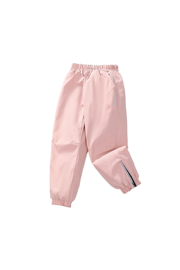 Windbreaker Pants for Kids Elastic Waist Cinch Bottom Windproof Fleece Thermal Outdoor Warm Activewear Pants(7-8YearsPink)