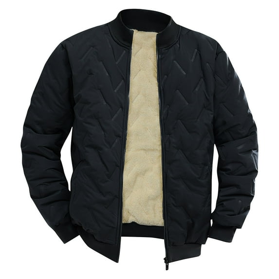 Dagugfen Winter Jackets for Men Zipper up Snowear Loose Fleece Lined Thick Windproof Comfy Warm Casual Coat