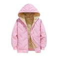 thumbnail image 1 of Dagugfen Winter Overcoat for Boy Girls Hoodie Zip up Long Sleeve Fleece Lined Windproof Comfy Warm Coat with Zipper Pockets, 1 of 5