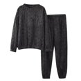 thumbnail image 1 of Dagugfen Winter Pajama Set for Women Long Sleeve Shirts Elastic Waist Pants Fleece Comfy Warm Sleepwear Outfits, 1 of 3
