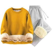 Dagugfen Winter Sets for Men Sweatshirts Elastic Waist Drawstring Pants Comfy Fleece Thick Warm Outfits