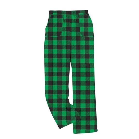 Dagugfen Women Plaid Pants Elastic Waisted Flannel Thick Warm Home Loungewear Full Length Pants for Women Solid Color