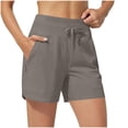 thumbnail image 1 of Dagugfen Women's Shorts Spandex Stretchy Elastic Waist 5" Inseam Acivewear Short Pants with Pockets, 1 of 6