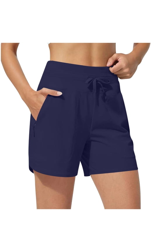 Women's Shorts Spandex Stretchy Elastic Waist 5" Inseam Acivewear Short Pants with Pockets