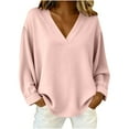 thumbnail image 1 of Dagugfen Women's Tops V Neck Long Sleeve Womens Loose Pullover Basic Homewear Shirts Pajama Tops for Women, 1 of 6