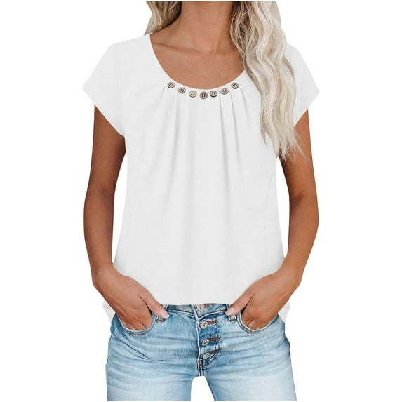 Dagugfen Womens Blouse Tee Shirt Tops Short Sleeve Crew Neck Casual Homewear Shirts