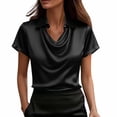 thumbnail image 1 of Dagugfen Womens Blouses Dressy Casual Cowl Neck Short Sleeve Work Tops Business Casual Office Workwear Shirts, 1 of 8