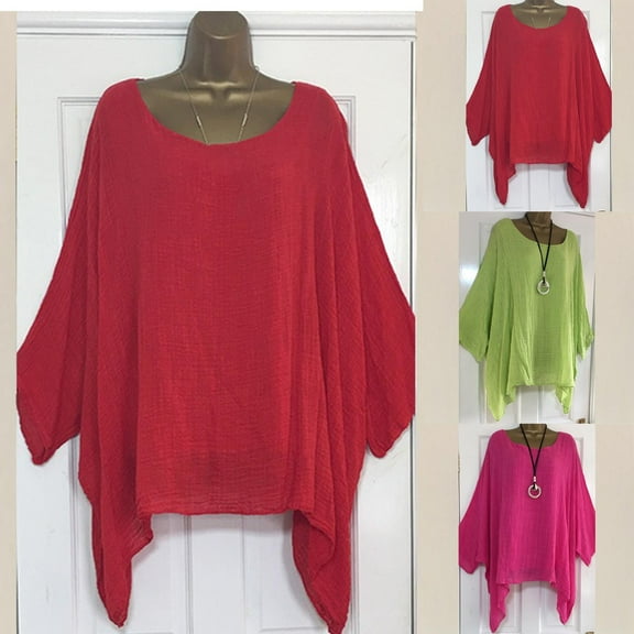 Dagugfen Womens Blouses Feel Shawl Wraps Batwing Round Neck Loose Fitting Irregular Hem Tops for Concert