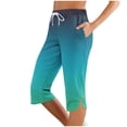 thumbnail image 1 of Dagugfen Womens Capri Pants Drawstring Casual Elastic Waist Pants with Pockets Color Changing, 1 of 7