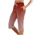thumbnail image 1 of Dagugfen Womens Capri Pants Drawstring Casual Elastic Waist Pants with Pockets Color Changing, 1 of 8