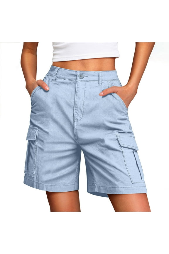 Womens Cargo Shorts 7" Inseam Straight Leg Shorts with Multi Pockets Outdoor Fishing Camping Shorts