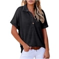 thumbnail image 1 of Dagugfen Womens Casual T Shirts 1/4 Button Short Sleeve Collared Neck Regular Fitted Daily Wear Shirts, 1 of 7