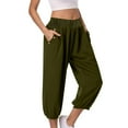 thumbnail image 1 of Dagugfen Womens Fashion Capri Pants Joggers Looes Elastic Waist Running Capris with Pockets Outdoor Sports Casual Pants, 1 of 8