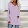 thumbnail image 1 of Dagugfen Womens Long Sleeve Shirts V Neck Basic Tee Tops Loose Fitting Casual Long Blouses Fall Outfits, 1 of 5