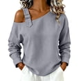 thumbnail image 1 of Dagugfen Womens One Shoulder Sweatshirts Cotton Linen Long Sleeve Adjustable Buckle Breathable Fall Winter Wear Tops(S,Gray), 1 of 5