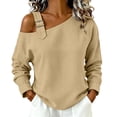 thumbnail image 1 of Dagugfen Womens One Shoulder Sweatshirts Cotton Linen Long Sleeve Adjustable Buckle Breathable Fall Winter Wear Tops(XXL,Coffee), 1 of 5