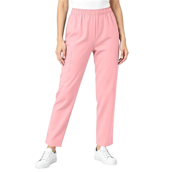 Dagugfen Womens Scrub Pants Elastic Waist Breathable Straight Leg Full Length Pants Workwear Uniform Pants with Pockets