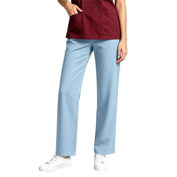 Dagugfen Womens Scrub Pants Loose Fitted Elastic Waist Breathable Straight Leg Workwear Uniform Pants with Pockets