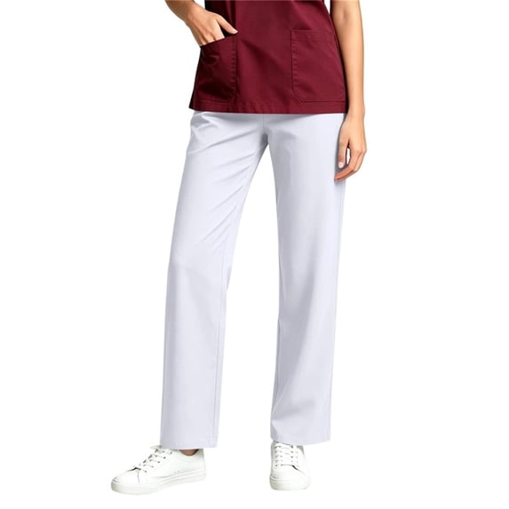 Dagugfen Womens Scrub Pants Loose Fitted Elastic Waist Breathable Straight Leg Workwear Uniform Pants with Pockets