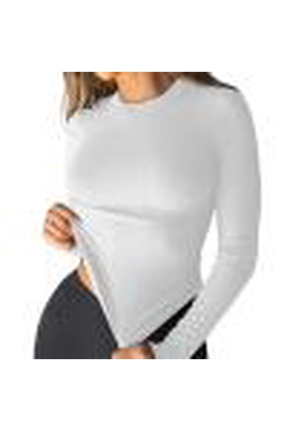 Womens Shirts Long Sleeve Crew Neck Stretchy Slim Fitted Quick Drying Athletic Casual Shirts Moisture Wicking