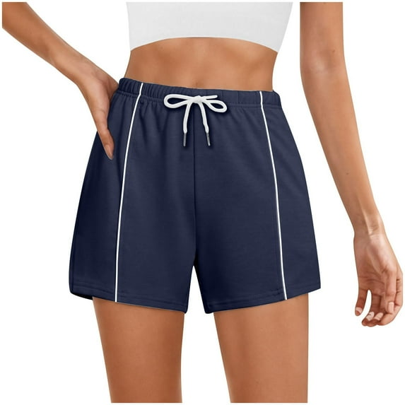 Dagugfen Womens Shorts Drawstring Elastic Waist Loose Moisture Wicking Athletic Casual Shorts Solid Color