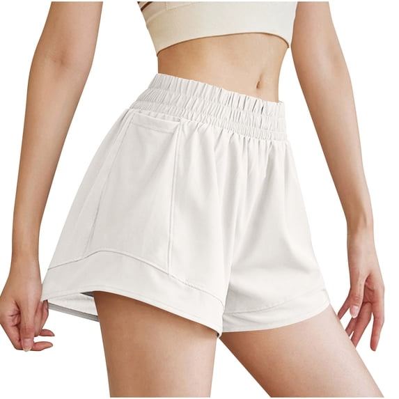 Dagugfen Womens Shorts Elastic High Waist 5 Inch Inseam Athletic Running Outdoor Workout Shorts