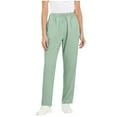 thumbnail image 1 of Dagugfen Womens Straight Leg Pants Basic Full Length Elastic Waist Pants with Pockets Solid Color Daily Wear, 1 of 8