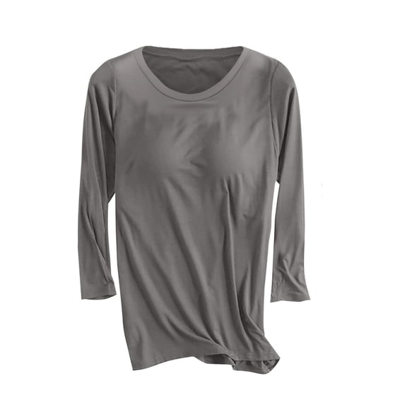 Dagugfen Womens Stretchy Fitness Tops with Built in Bra Sports Casual 3/4 Sleeve Shirts for Women