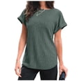thumbnail image 1 of Dagugfen Womens T Shirts Ribbed Knit Short Sleeve Notch Crew Neck Casual Loose Fitted Tops for Women Solid Color, 1 of 3