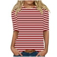 thumbnail image 1 of Dagugfen Womens T Shirts Striped Half Sleeve Crew Neck Slim Fitted Casual Lightweight Blouses for Going Out, 1 of 5
