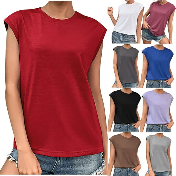 Dagugfen Womens Tank Tops Sleeveless Crew Neck Loose Lightweight Comfy Homewear Casual Work Tops for Travel