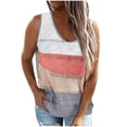 thumbnail image 1 of Dagugfen Womens Tank Tops V Neck Strap Color Block Trendy Loose Streetwear Casual Lightweight Blouses, 1 of 4