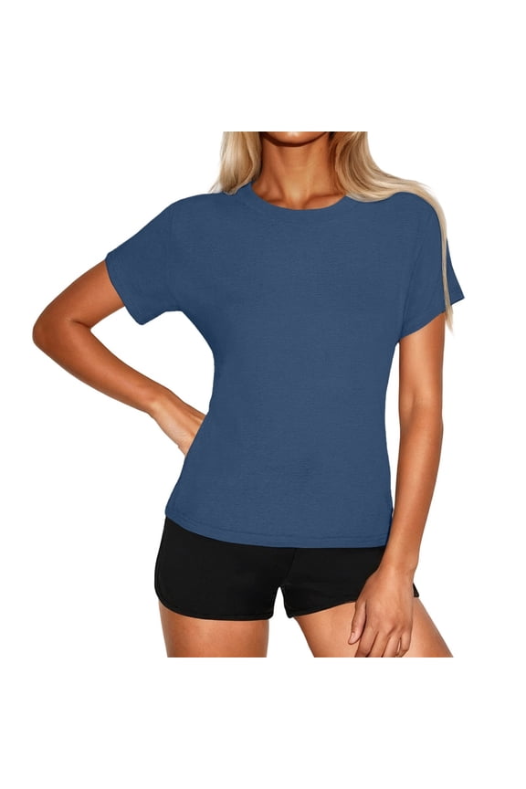 Womens Tops Activewear Regular Fitted Casual Sports Tshirts Outdoor Workout Running Solid Color
