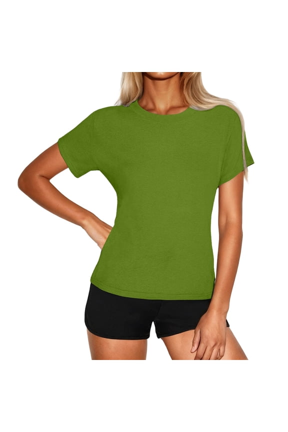 Womens Tops Activewear Regular Fitted Casual Sports Tshirts Outdoor Workout Running Solid Color