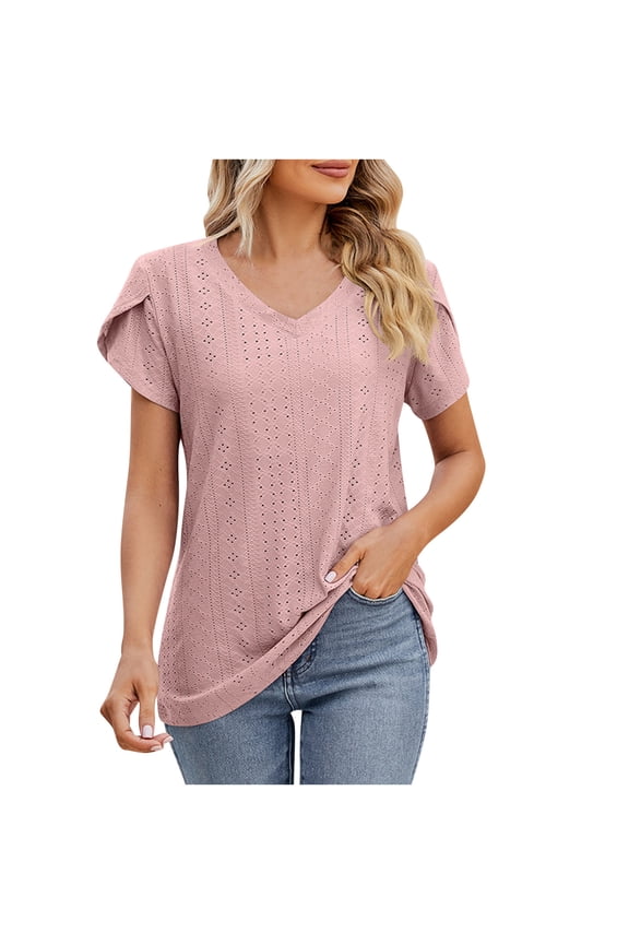Womens Tops Casual Fly Sleeve V Neck Loose Lightweight Breathable Casual Going out Tops for Dating