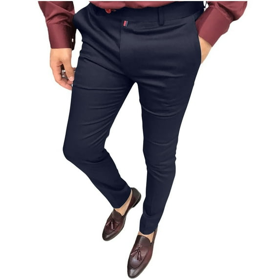 Dagugfen Work Pants for Men Button Fitted Lightweight Comfy Business Casual Office Trousers Solid Color