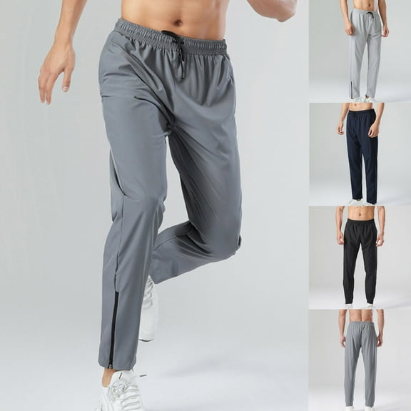 Dagugfen Work Pants for Men Plus Size Elastic Waist Side Zipper Fitted Lightweight Business Casual Trousers