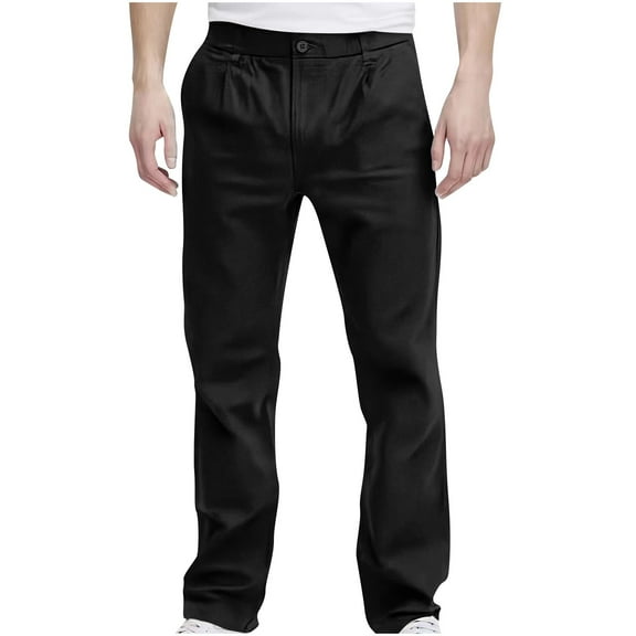 Dagugfen Work Pants for Men Straight Leg Elastic Waist Loose Lightweight Business Casual Formal Pants