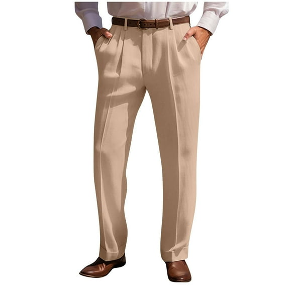 Dagugfen Work Pants for Men Summer Straight Leg Fitted Solid Color Summer Casual Business Office Pants