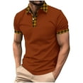 thumbnail image 1 of Dagugfen Work Shirts for Men Button Lapel V Neck Short Sleeve Plaid Fitted Business Casual Tee Shirts Summer, 1 of 5