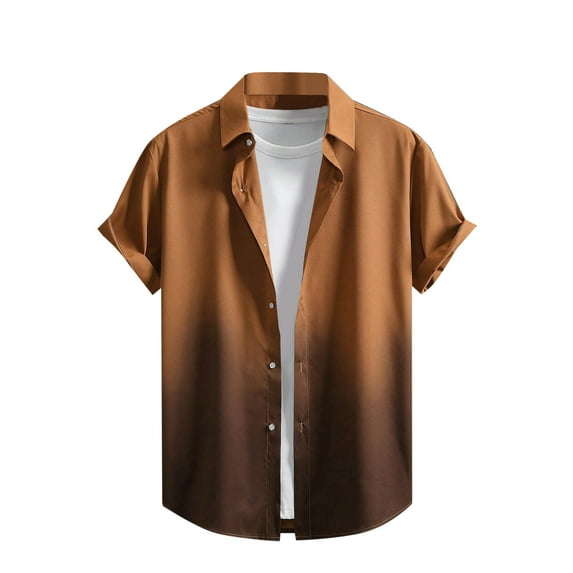 Dagugfen Work Shirts for Men Button down Short Sleeve Loose Gradient Color Office Casual Shirts Fashion