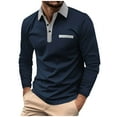 thumbnail image 1 of Dagugfen Work Shirts for Men Long Sleeve Button Lapel V Neck Slim Lightweight Office Casual Golf Shirts, 1 of 6